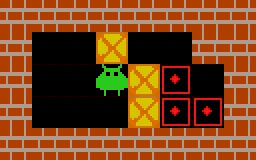 Push up: the box is pinned to the top wall, in a row with no goal; nothing can push it back down.